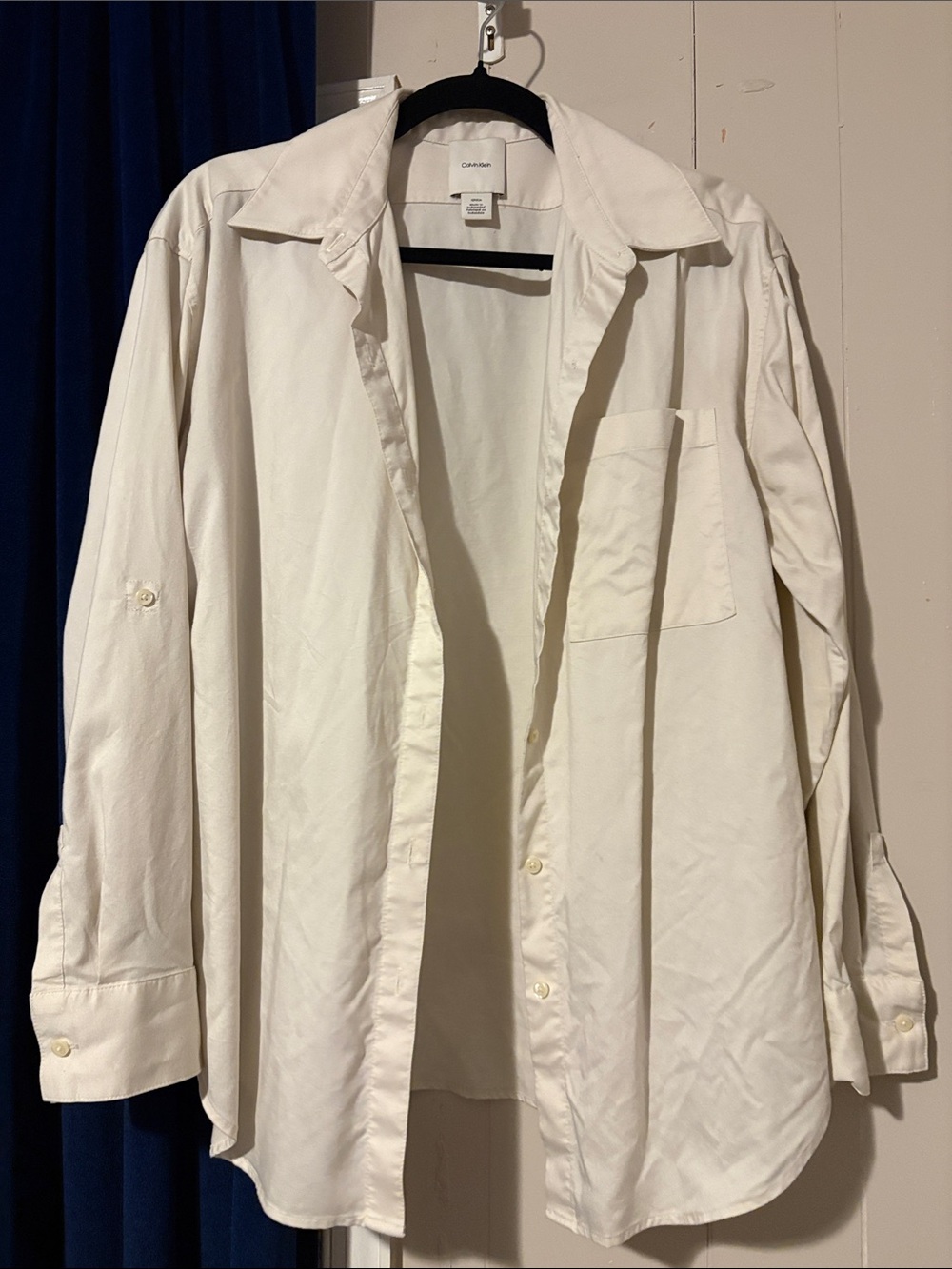 Calvin Klein White Oversized Button-Up blouse